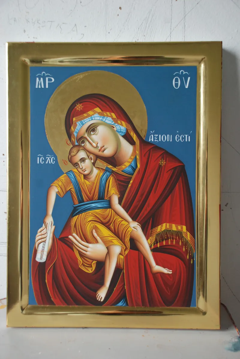 Στιλβωτή εικόνα της Παναγίας Γλυκοφιλούσας «Άξιόν εστι»